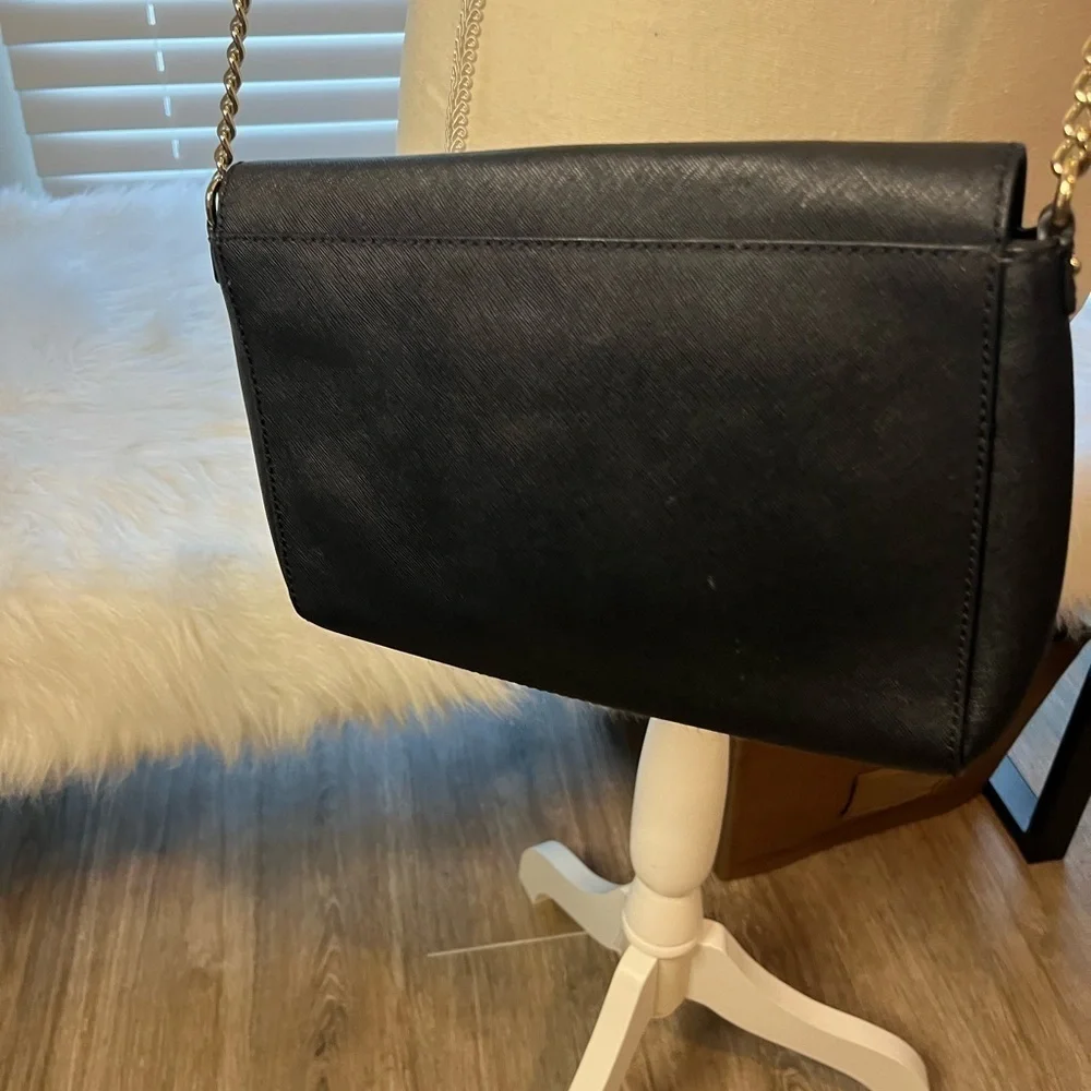Kate Spade Genuine Saffiano Leather Crossbody Chain Strap Foldover Purse Bag